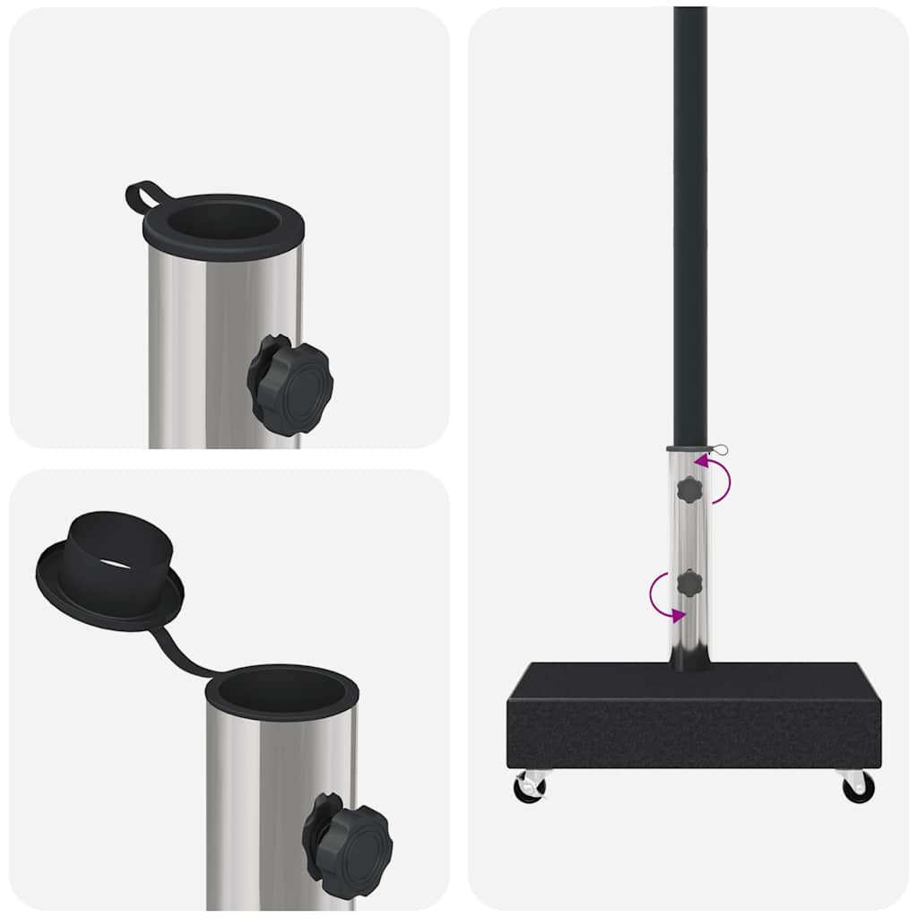 vidaXL Umbrella Base | Black | Granite, Stainless Steel | Heavy Weight Endurance