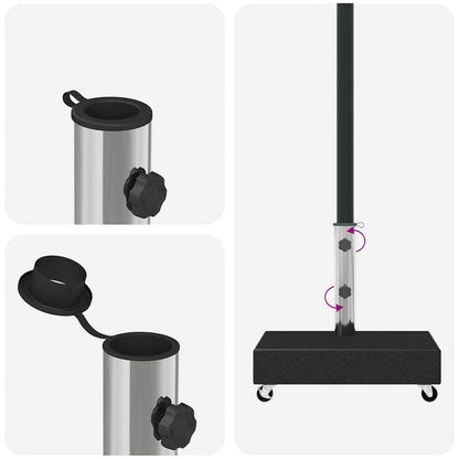 vidaXL Umbrella Base | Black | Granite, Stainless Steel | Heavy Weight Endurance