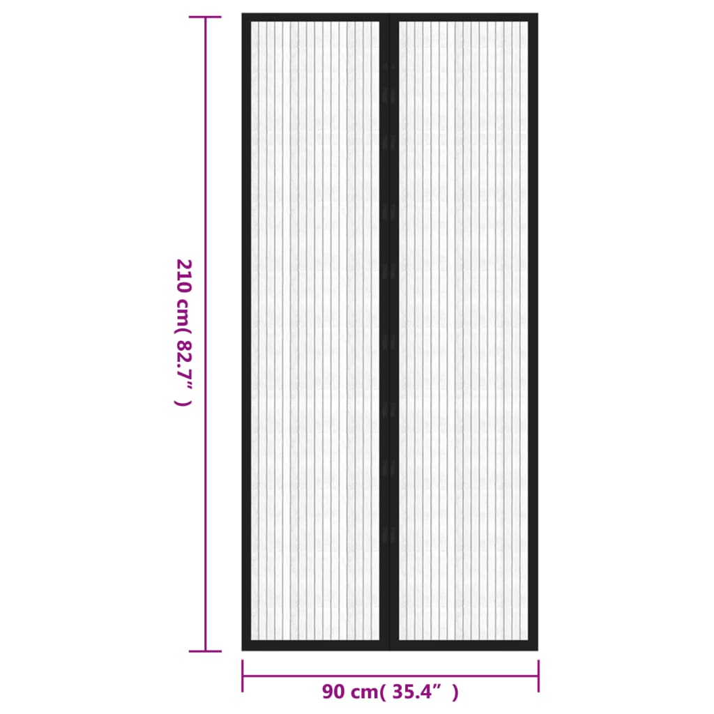 vidaXL Insect Door Curtains 2 pcs with Magnet Blocks Black 210x90 cm
