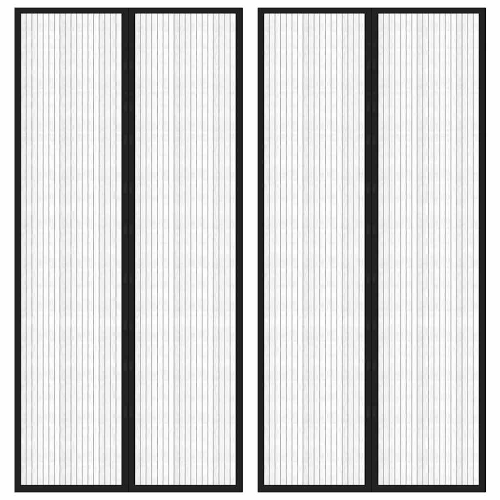 314688 vidaXL Insect Door Curtains 2 pcs with Magnet Blocks Black 220x110 cm