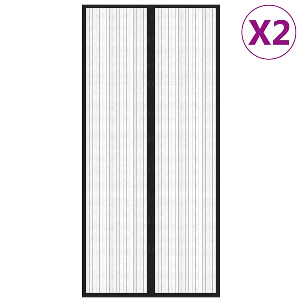 314688 vidaXL Insect Door Curtains 2 pcs with Magnet Blocks Black 220x110 cm