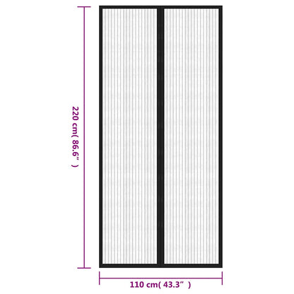 314688 vidaXL Insect Door Curtains 2 pcs with Magnet Blocks Black 220x110 cm