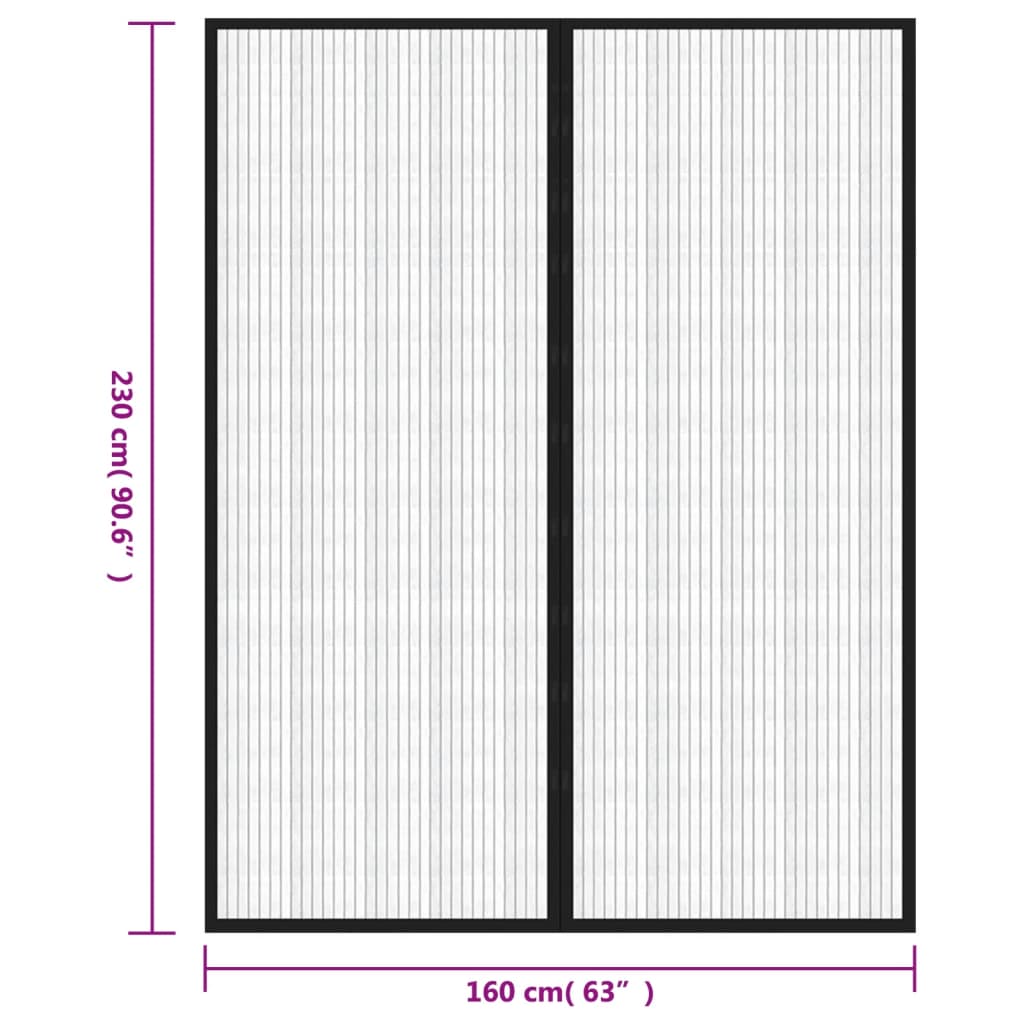 vidaXL Insect Door Curtains 2 pcs with Magnet Blocks Black 230x160 cm