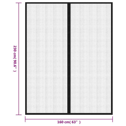 314690 vidaXL Insect Door Curtains 2 pcs with Magnet Blocks Black 230x160 cm