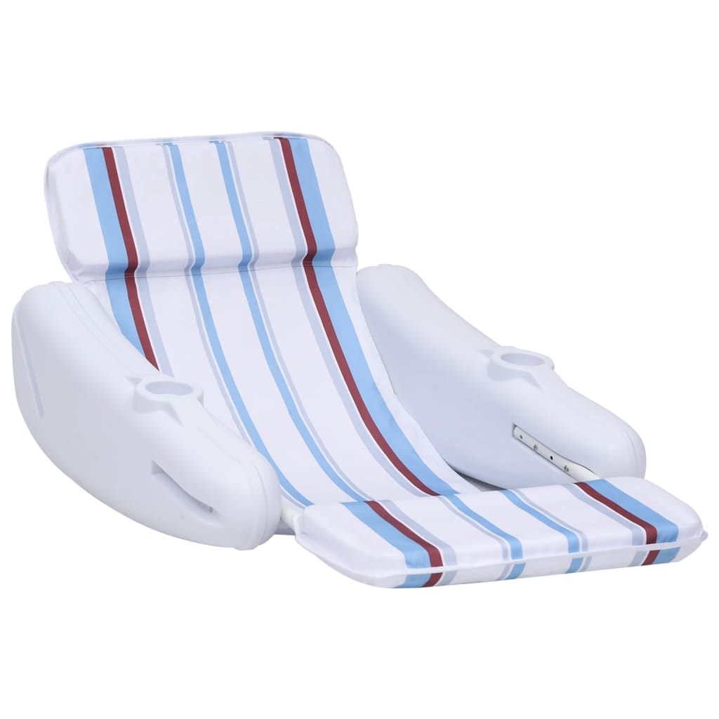 vidaXL Pool Chair | White, blue, brown | HDPE, polyester | Large | Foldable