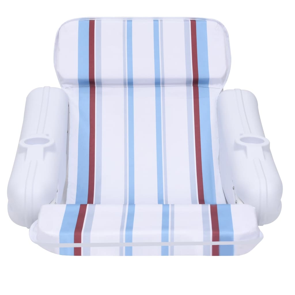 vidaXL Pool Chair | White, blue, brown | HDPE, polyester | Large | Foldable