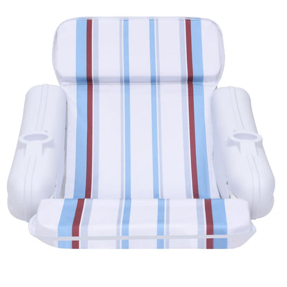 vidaXL Pool Chair | White, blue, brown | HDPE, polyester | Large | Foldable