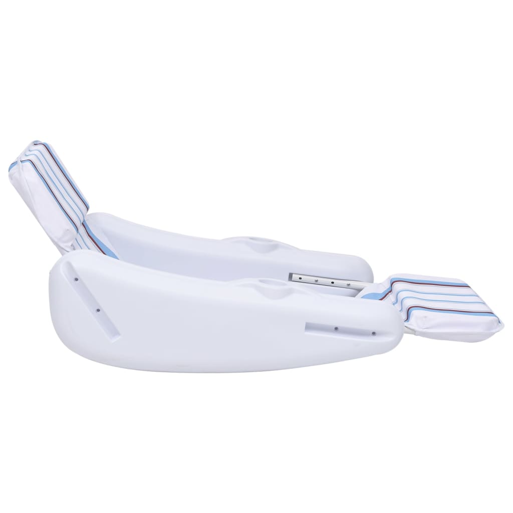 vidaXL Pool Chair | White, blue, brown | HDPE, polyester | Large | Foldable
