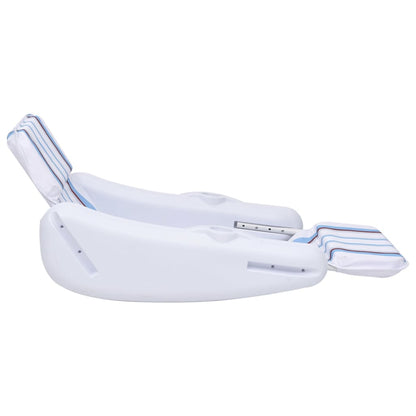 vidaXL Pool Chair | White, blue, brown | HDPE, polyester | Large | Foldable