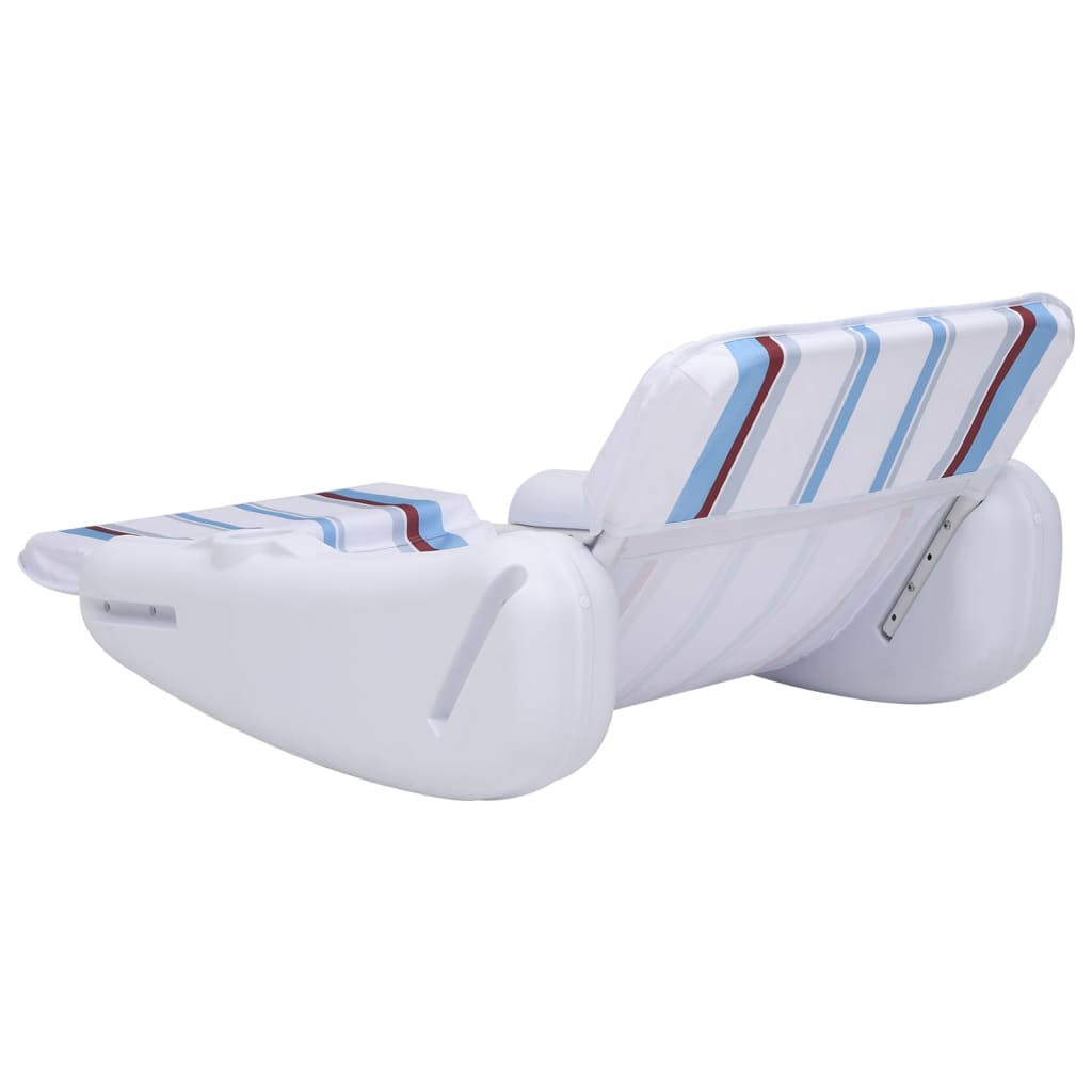 vidaXL Pool Chair | White, blue, brown | HDPE, polyester | Large | Foldable