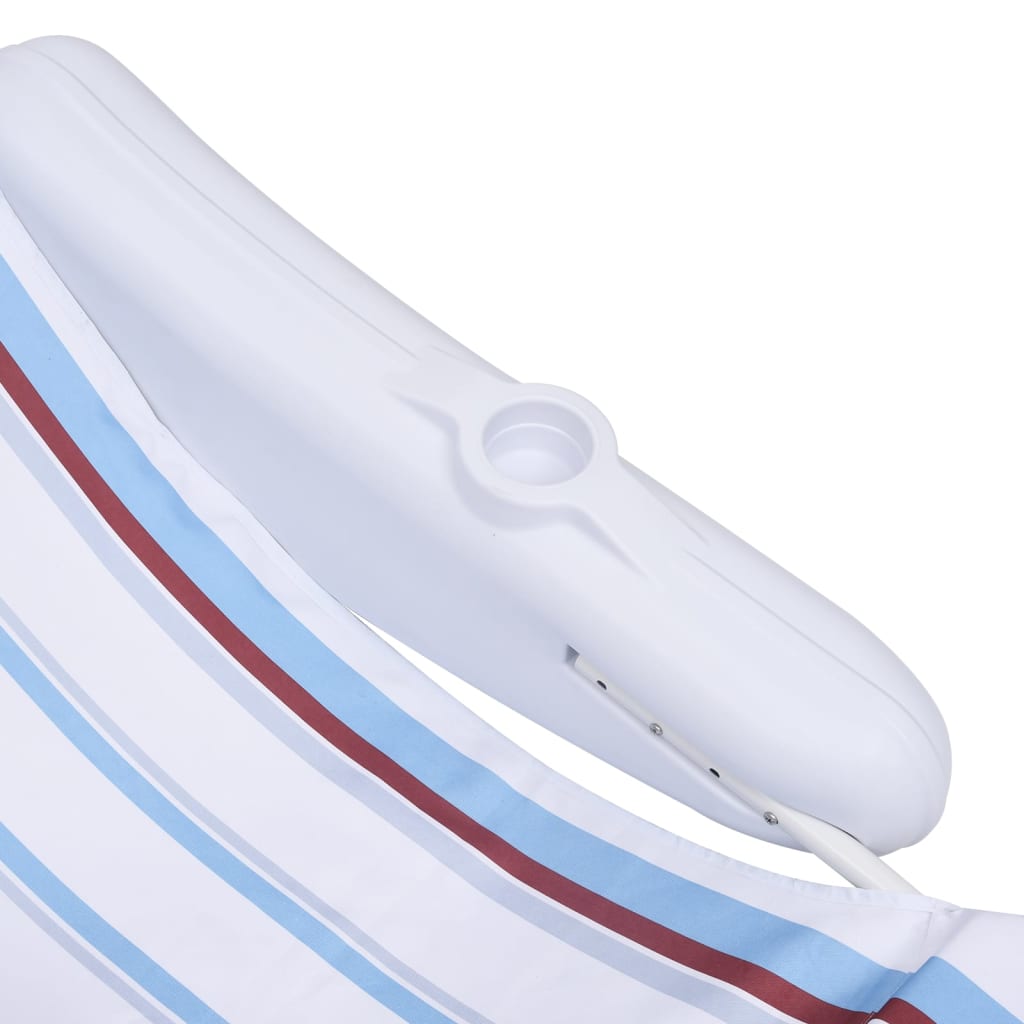 vidaXL Pool Chair | White, blue, brown | HDPE, polyester | Large | Foldable