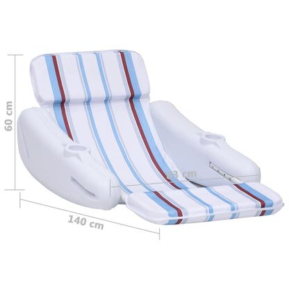 vidaXL Pool Chair | White, blue, brown | HDPE, polyester | Large | Foldable