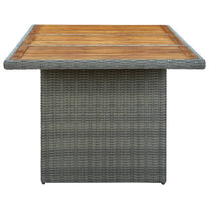 vidaXL Garden Table Light Grey Poly Rattan and Solid Acacia Wood