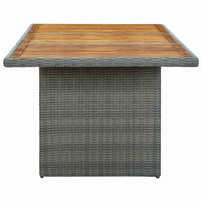 313312 vidaXL Garden Table Light Grey Poly Rattan and Solid Acacia Wood