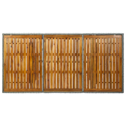 vidaXL Garden Table Light Grey Poly Rattan and Solid Acacia Wood