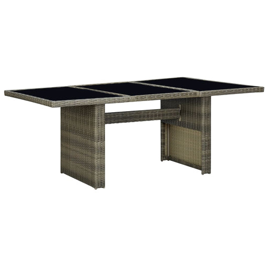 313313 vidaXL Garden Table Brown Poly Rattan and Tempered Glass