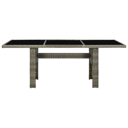 vidaXL Garden Table Brown Poly Rattan and Tempered Glass