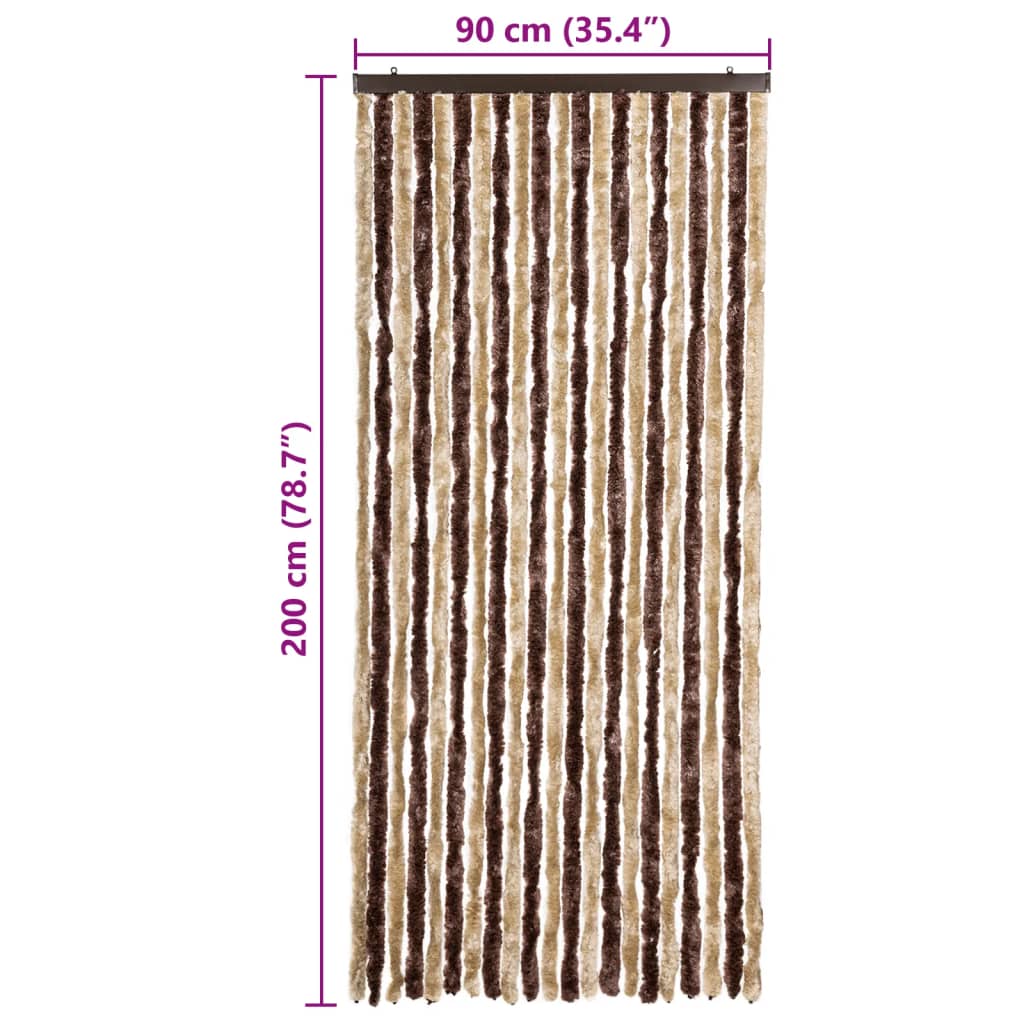 vidaXL Insect Curtain Beige and Light Brown 90x200 cm Chenille
