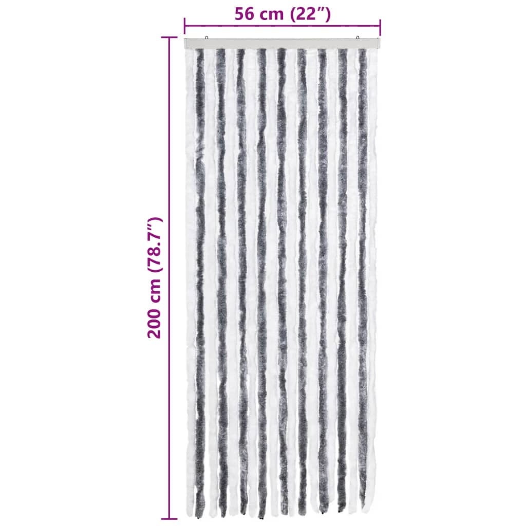 vidaXL Insect Curtain Grey and White 56x200 cm Chenille