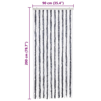 315124 vidaXL Insect Curtain Grey and White 90x200 cm Chenille