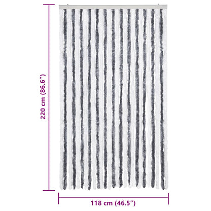 vidaXL Insect Curtain Grey and White 118x220 cm Chenille