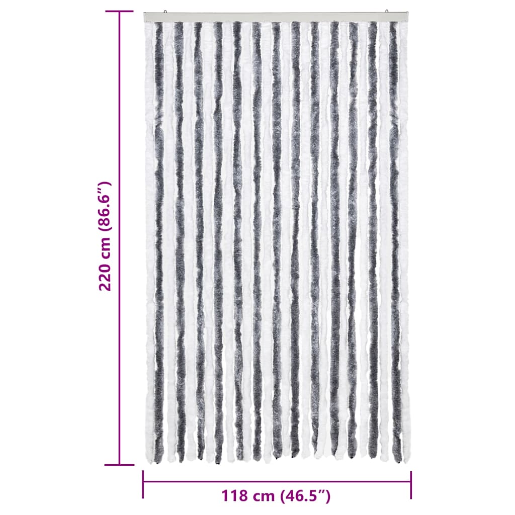 vidaXL Insect Curtain Grey and White 118x220 cm Chenille