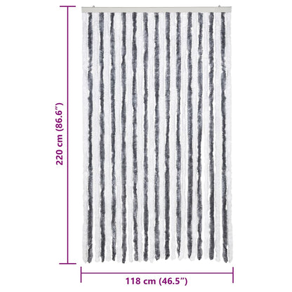 vidaXL Insect Curtain Grey and White 118x220 cm Chenille