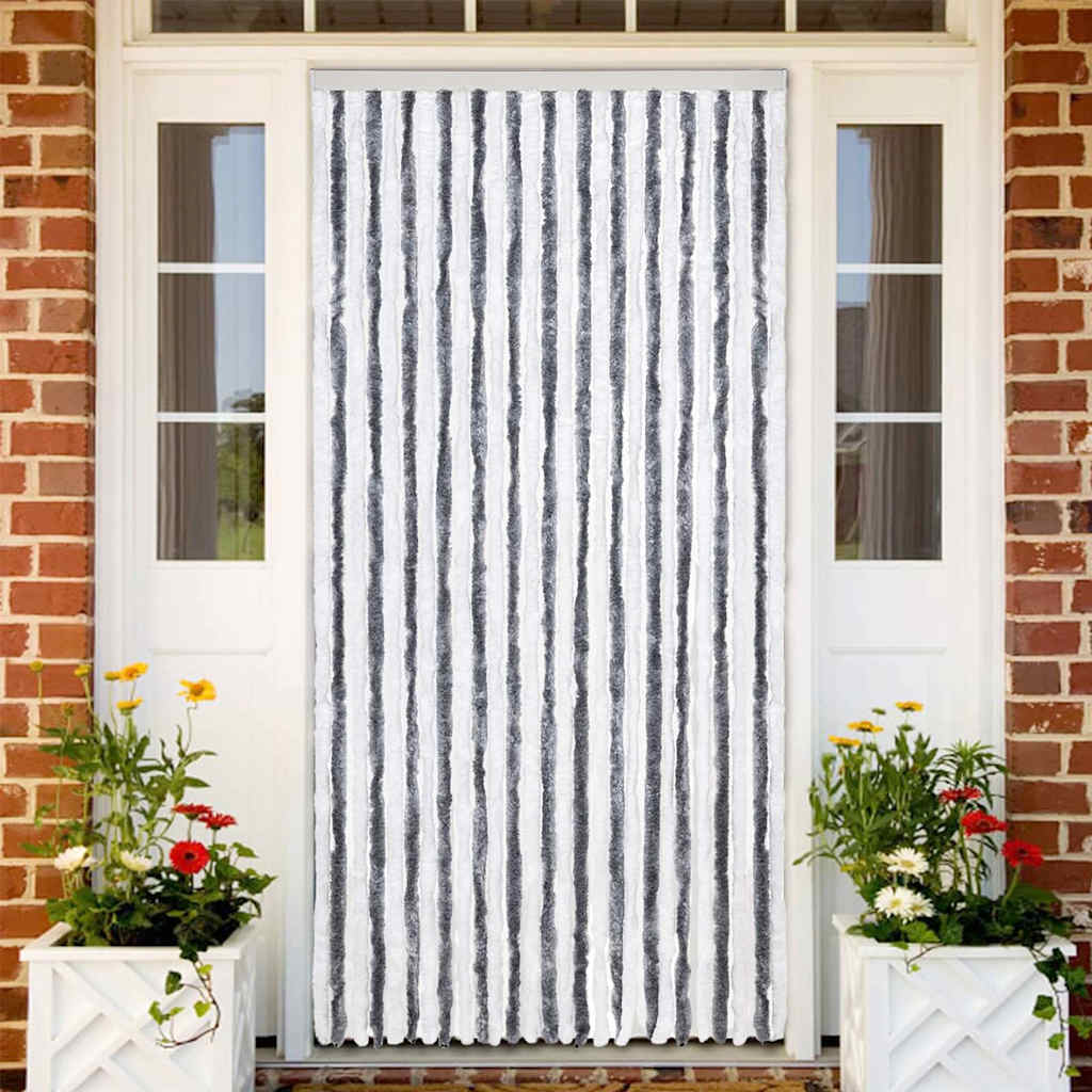 vidaXL Insect Curtain Grey and White 118x220 cm Chenille