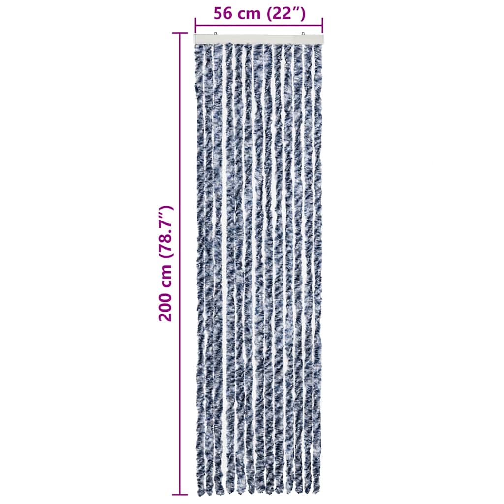 vidaXL Insect Curtain Blue and White 56x200 cm Chenille