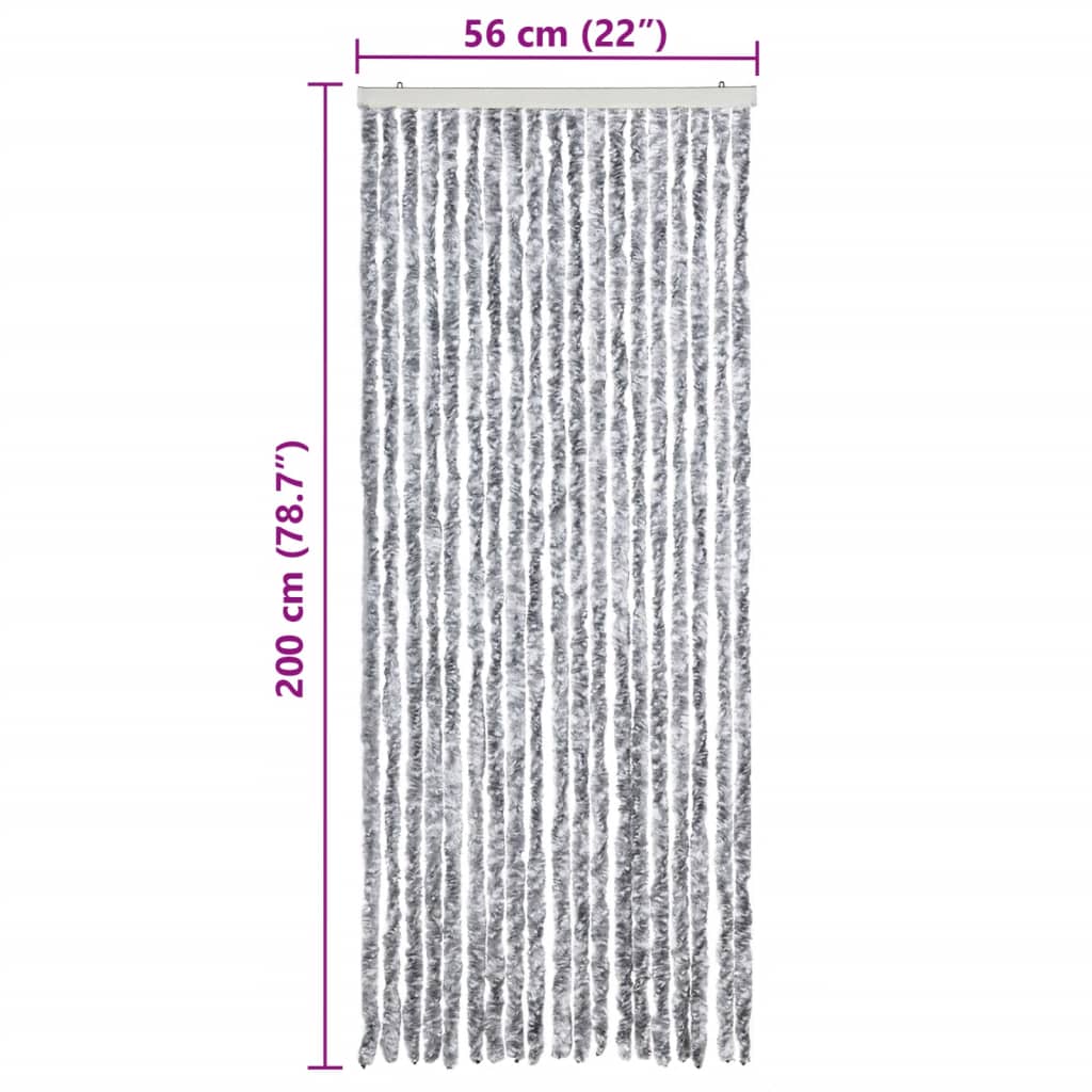 vidaXL Insect Curtain White and Grey 56x200 cm Chenille
