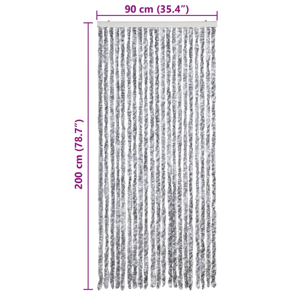 vidaXL Insect Curtain White and Grey 90x200 cm Chenille