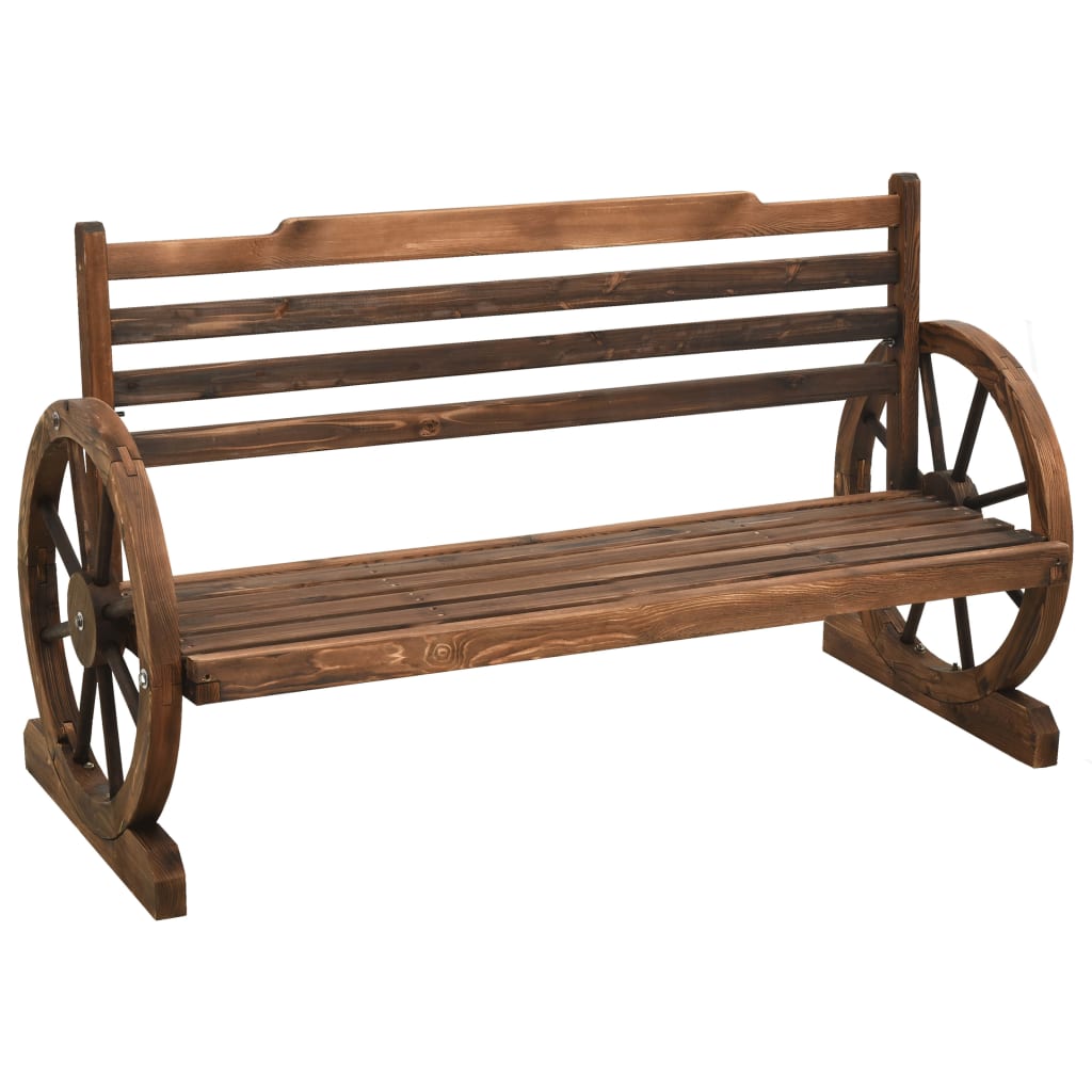 vidaXL Bench | Brown | Solid Firwood | Medium | Fun Inlays | Garden Bench