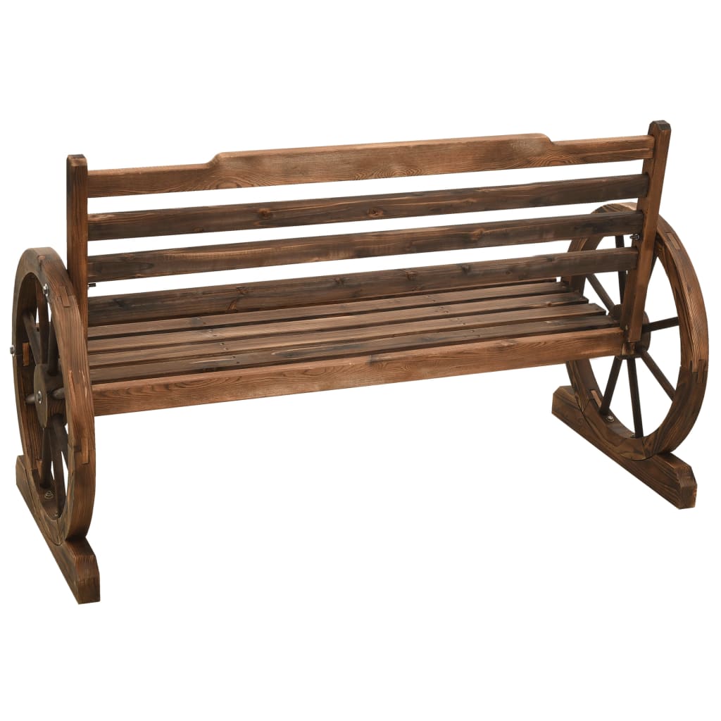vidaXL Bench | Brown | Solid Firwood | Medium | Fun Inlays | Garden Bench