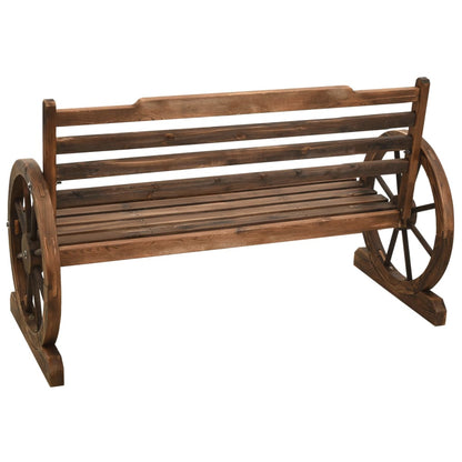 vidaXL Bench | Brown | Solid Firwood | Medium | Fun Inlays | Garden Bench
