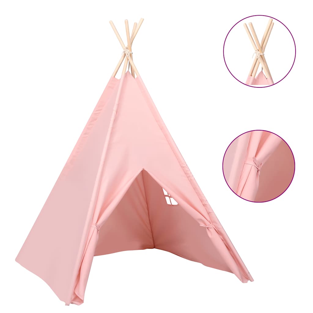 vidaXL Children Teepee Tent with Bag Peach Skin Pink 120x120x150 cm