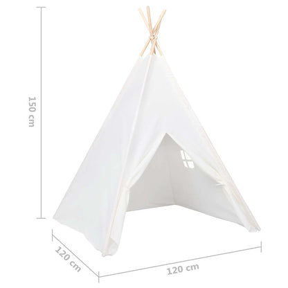 vidaXL Children Teepee Tent with Bag Peach Skin White 120x120x150 cm