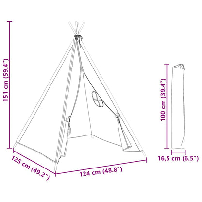 80271 vidaXL Children Teepee Tent with Bag Peach Skin White 120x120x150 cm