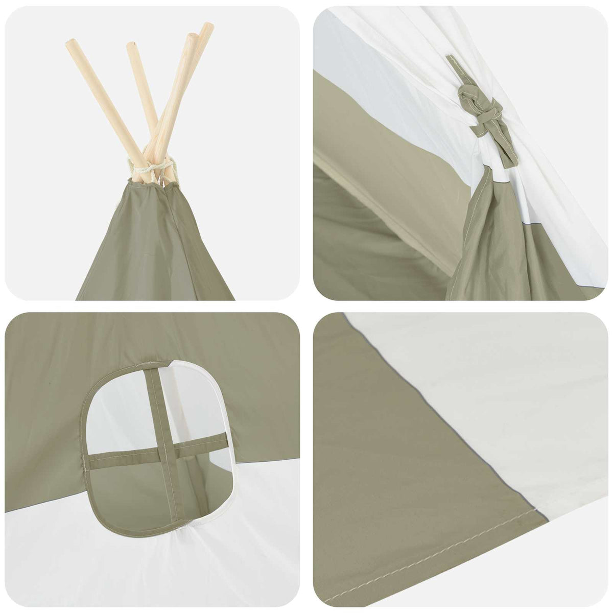 vidaXL Children Tent Grey and White 120 x 120 x 150 cm Solid pine wood