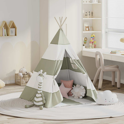 vidaXL Children Tent Grey and White 120 x 120 x 150 cm Solid pine wood
