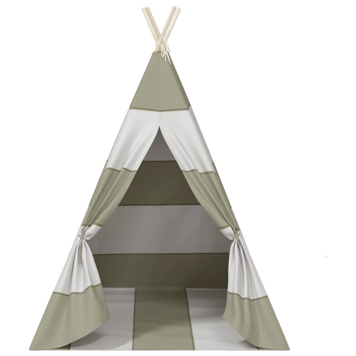 vidaXL Children Tent Grey and White 120 x 120 x 150 cm Solid pine wood
