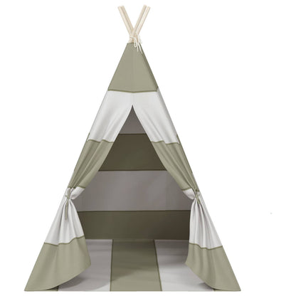 vidaXL Children Tent Grey and White 120 x 120 x 150 cm Solid pine wood