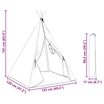 vidaXL Children Tent Grey and White 120 x 120 x 150 cm Solid pine wood