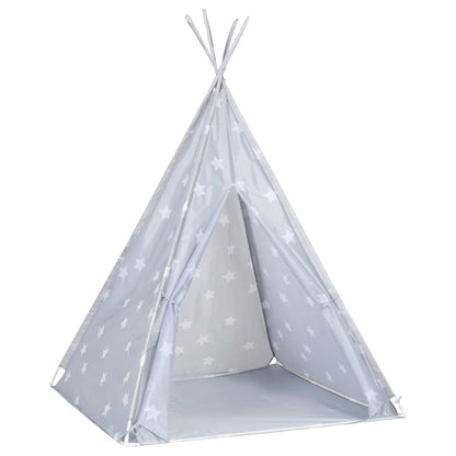vidaXL Children Teepee Tent with Bag Polyester Grey 115x115x160 cm