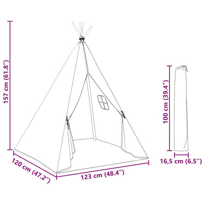 vidaXL Children Teepee Tent with Bag Polyester Grey 115x115x160 cm