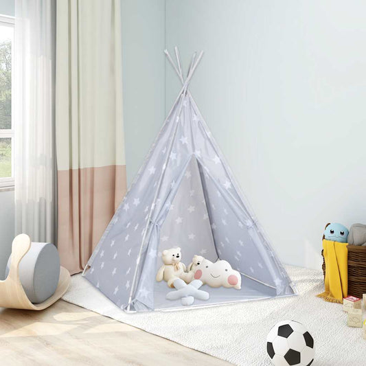 vidaXL Children Teepee Tent with Bag Polyester Grey 115x115x160 cm