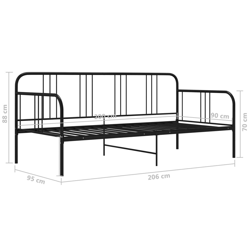 vidaXL Sofa Bed Frame | Black | Powder-coated metal | Single