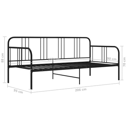 vidaXL Sofa Bed Frame | Black | Powder-coated metal | Single