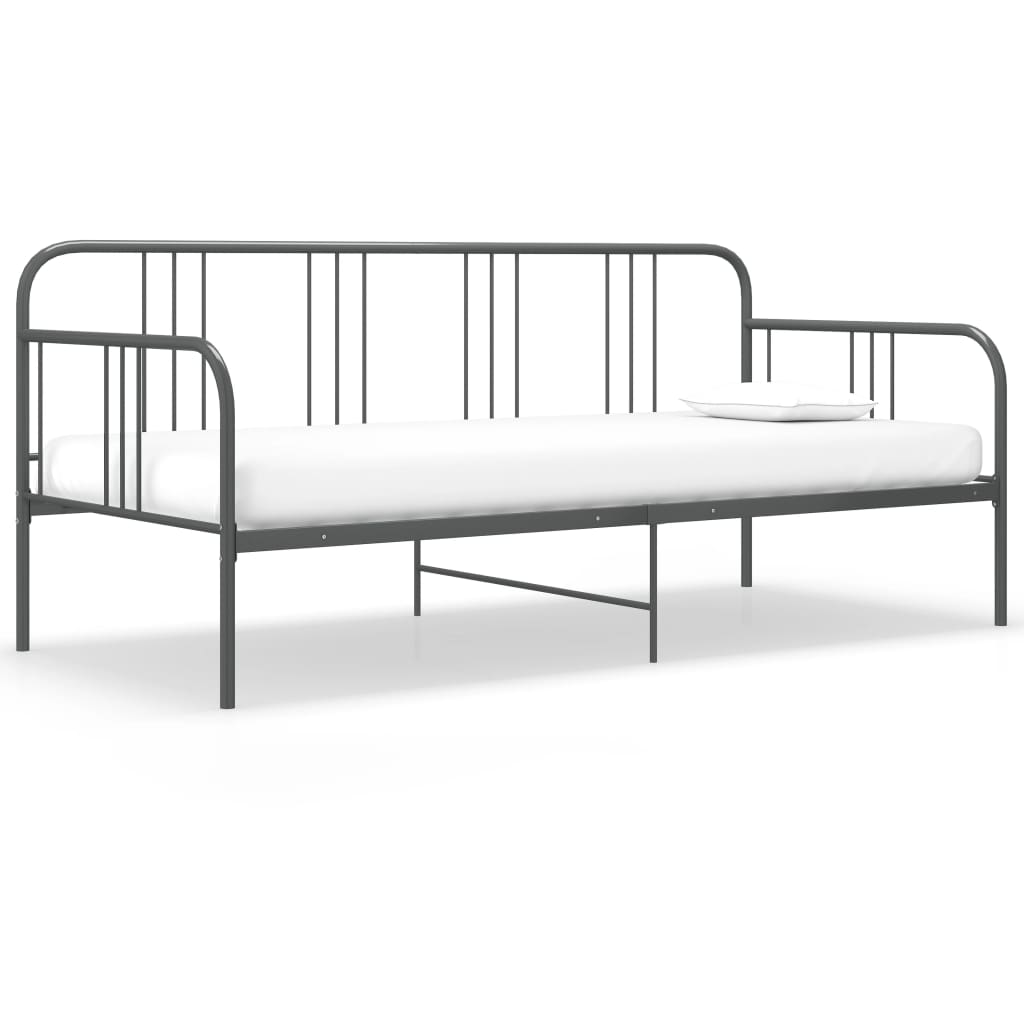 vidaXL Sofa Bed Frame | Grey | Powder-coated metal | 90x200 cm