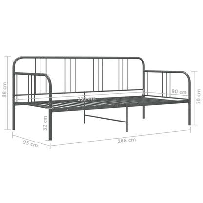 vidaXL Sofa Bed Frame | Grey | Powder-coated metal | 90x200 cm
