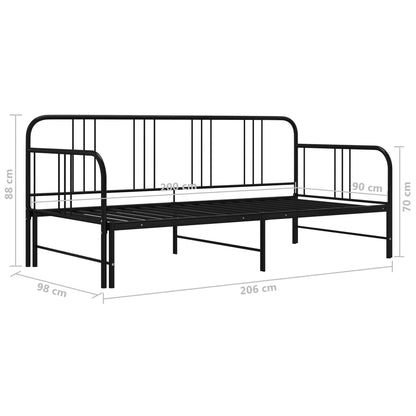 vidaXL Sofa Bed Frame | Black | Powder-coated metal | 200 x 90 cm mattress size